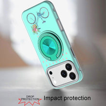 For iPhone 17 Pro Max Case Printed Design Bling 360 Stand Cover + Tempered Glass