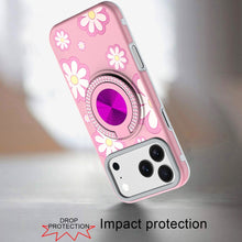 For iPhone 17 PRO Case Printed Design with 360 Ring Bling Stand + Tempered Glass