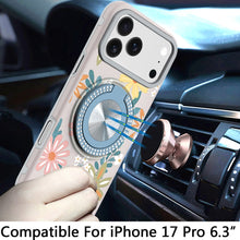 For iPhone 17 PRO Case Printed Design with 360 Ring Bling Stand + Tempered Glass
