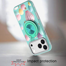 For iPhone 17 PRO Case Printed Design with 360 Ring Bling Stand + Tempered Glass