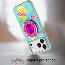 For iPhone 17 PRO Case Printed Design with 360 Ring Bling Stand + Tempered Glass