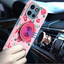 For Moto G 2025 Case Printed Design Magnetic Bling Ring Stand + Tempered Glass