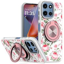 For Moto G 2025 Case Printed Design Magnetic Bling Ring Stand + Tempered Glass