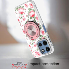 For Moto G 2025 Case Printed Design Magnetic Bling Ring Stand + Tempered Glass