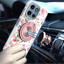 For Moto G 2025 Case Printed Design Magnetic Bling Ring Stand + Tempered Glass