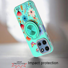 For Moto G 2025 Case Printed Design Magnetic Bling Ring Stand + Tempered Glass