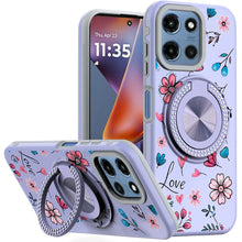 For Moto G 2025 Case Printed Design Magnetic Bling Ring Stand + Tempered Glass