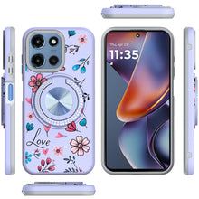 For Moto G 2025 Case Printed Design Magnetic Bling Ring Stand + Tempered Glass