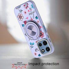 For Moto G 2025 Case Printed Design Magnetic Bling Ring Stand + Tempered Glass
