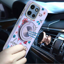 For Moto G 2025 Case Printed Design Magnetic Bling Ring Stand + Tempered Glass