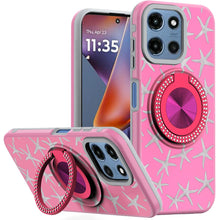 For Moto G 2025 Case Printed Design Magnetic Bling Ring Stand + Tempered Glass