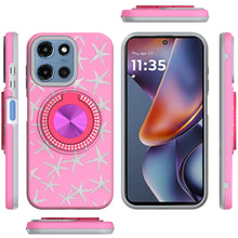 For Moto G 2025 Case Printed Design Magnetic Bling Ring Stand + Tempered Glass