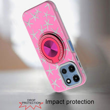 For Moto G 2025 Case Printed Design Magnetic Bling Ring Stand + Tempered Glass