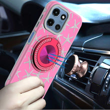 For Moto G 2025 Case Printed Design Magnetic Bling Ring Stand + Tempered Glass