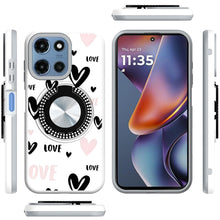 For Moto G 2025 Case Printed Design Magnetic Bling Ring Stand + Tempered Glass