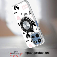For Moto G 2025 Case Printed Design Magnetic Bling Ring Stand + Tempered Glass