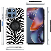 For Moto G 2025 Case Printed Design Magnetic Bling Ring Stand + Tempered Glass