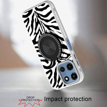 For Moto G 2025 Case Printed Design Magnetic Bling Ring Stand + Tempered Glass