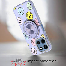 For Moto G 2025 Case Printed Design Magnetic Bling Ring Stand + Tempered Glass