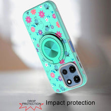 For Moto G 2025 Case Printed Design Magnetic Bling Ring Stand + Tempered Glass