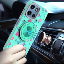 For Moto G 2025 Case Printed Design Magnetic Bling Ring Stand + Tempered Glass