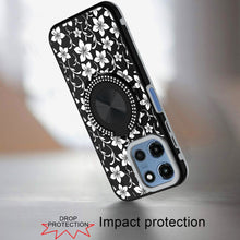 For Moto G 2025 Case Printed Design Magnetic Bling Ring Stand + Tempered Glass