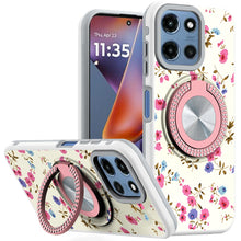 For Moto G 2025 Case Printed Design Magnetic Bling Ring Stand + Tempered Glass