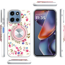 For Moto G 2025 Case Printed Design Magnetic Bling Ring Stand + Tempered Glass