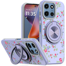 For Moto G 2025 Case Printed Design Magnetic Bling Ring Stand + Tempered Glass