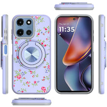 For Moto G 2025 Case Printed Design Magnetic Bling Ring Stand + Tempered Glass