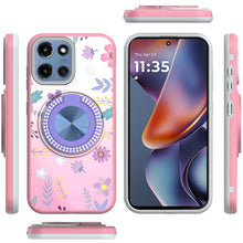 For Moto G 2025 Case Printed Design Magnetic Bling Ring Stand + Tempered Glass