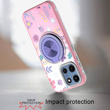 For Moto G 2025 Case Printed Design Magnetic Bling Ring Stand + Tempered Glass