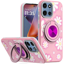 For Moto G 2025 Case Printed Design Magnetic Bling Ring Stand + Tempered Glass