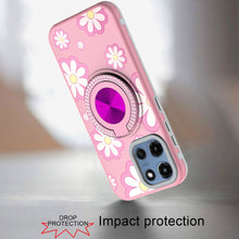 For Moto G 2025 Case Printed Design Magnetic Bling Ring Stand + Tempered Glass