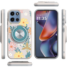 For Moto G 2025 Case Printed Design Magnetic Bling Ring Stand + Tempered Glass