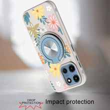 For Moto G 2025 Case Printed Design Magnetic Bling Ring Stand + Tempered Glass