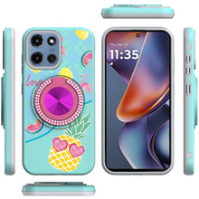 For Moto G 2025 Case Printed Design Magnetic Bling Ring Stand + Tempered Glass