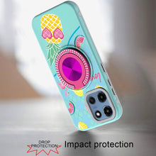 For Moto G 2025 Case Printed Design Magnetic Bling Ring Stand + Tempered Glass