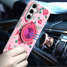For Samsung A16 5G Case Printed Design Magnetic Bling Ring Stand +Tempered Glass