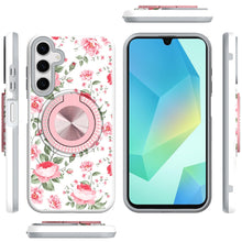 For Samsung A16 5G Case Printed Design Magnetic Bling Ring Stand +Tempered Glass