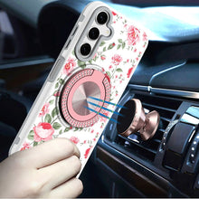 For Samsung A16 5G Case Printed Design Magnetic Bling Ring Stand +Tempered Glass