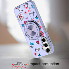 For Samsung A16 5G Case Printed Design Magnetic Bling Ring Stand +Tempered Glass