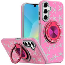 For Samsung A16 5G Case Printed Design Magnetic Bling Ring Stand +Tempered Glass