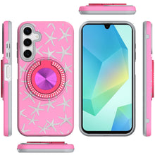 For Samsung A16 5G Case Printed Design Magnetic Bling Ring Stand +Tempered Glass