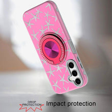 For Samsung A16 5G Case Printed Design Magnetic Bling Ring Stand +Tempered Glass