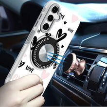 For Samsung A16 5G Case Printed Design Magnetic Bling Ring Stand +Tempered Glass