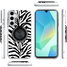 For Samsung A16 5G Case Printed Design Magnetic Bling Ring Stand +Tempered Glass