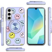 For Samsung A16 5G Case Printed Design Magnetic Bling Ring Stand +Tempered Glass