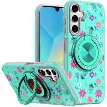For Samsung A16 5G Case Printed Design Magnetic Bling Ring Stand +Tempered Glass