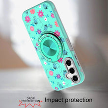 For Samsung A16 5G Case Printed Design Magnetic Bling Ring Stand +Tempered Glass